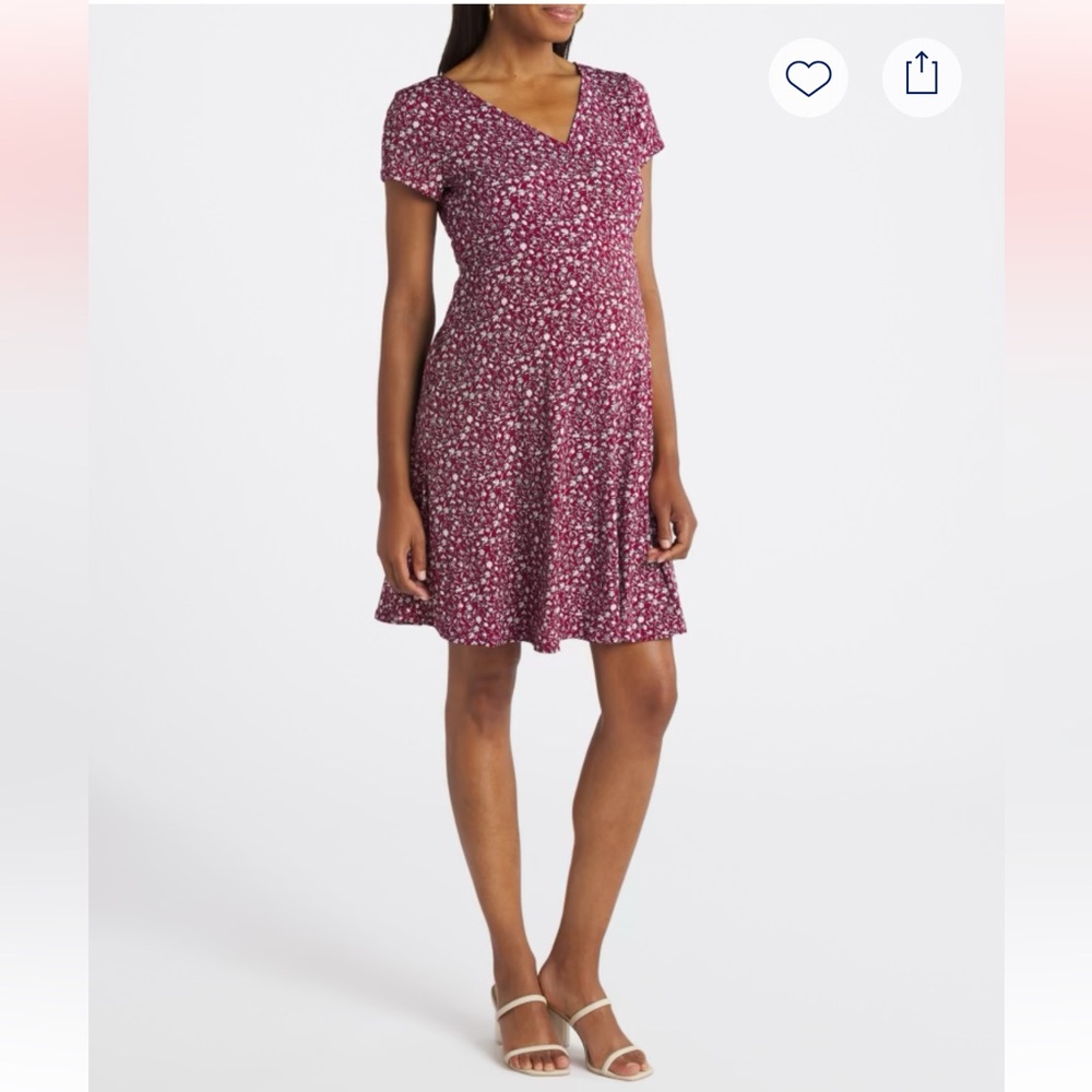 KAILEIGH Amandine Maternity Knit Dress XS Floral Red